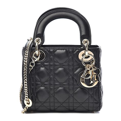 lady dior mini-zip purse black lambskin|Mini Lady Dior Bag Black Cannage Lambskin .